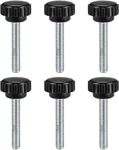 Vista 31 de uxcell 6 perillas de sujeción moleteadas M5 x 0.315 in métricas de acero inoxidable 304 rosca macho tornillo de pulgar en tipo 0.866 in cabeza