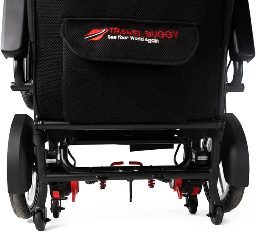 Vista 15 de Travel Buggy Dash Silla de ruedas eléctrica, plegable, ligera, capacidad de peso de 265 libras, ruedas traseras de 12 pulgadas, rango de crucero