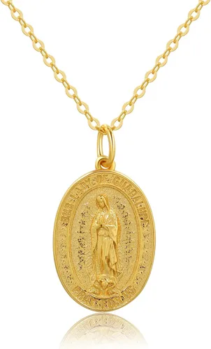 Rnivida Collar con colgante de plata de ley 925 Virgen María milagrosa Medalla Nuestra Señora de Guadalupe, joyería religiosa, regalos para ella,