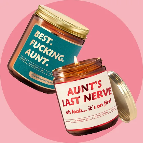 Vista 5 de Aunt's Last Nerve Vela Perfumada Divertida, Lavanda Vainilla, 100% Cera de Soja Regalo para Tía para Cumpleaños o Navidad - Regalos de Cumpleaños