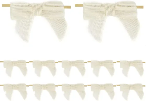 Vista 10 de AIMUDI Lazos de encaje de arpillera natural de 4 pulgadas, lazos rústicos de arpillera para decoración de árbol de Navidad, lazos de boda de encaje