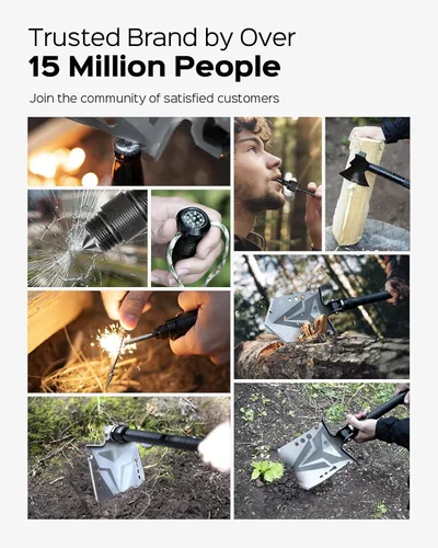 Vista 7 de Sahara Sailor Kit de pala de camping plegable con hacha de grado militar, pala táctica multifuncional de supervivencia con paracord, linterna