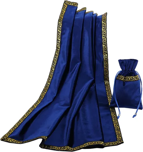 Vista 19 de BLESSUME Mantel de tarot de altar adivinación Wicca terciopelo cuadrado con bolsa de tarot (verde)