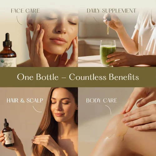 Vista 3 de HBNO Aceite de semilla negra orgánico - Botella de vidrio de gran tamaño de 4oz (120ml) de gran valor - Aceite de semilla negra orgánico certificado