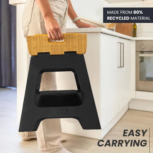 Vista 34 de Vigar Taburete compacto plegable, taburetes de 10-1/2 pulgadas para adultos de hasta 330 libras, taburete ligero, taburete plegable antideslizante