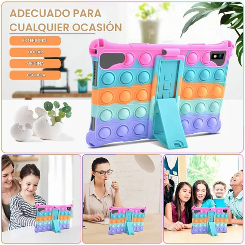 Vista 9 de DETUOSI Funda de silicona para tablet VASTKING KingPad K10 Pro, con lápiz stylus y correa para el hombro, funda protectora suave multiángulo