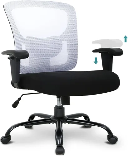 Vista 9 de Silla de oficina grande y alta para personas pesadas, silla de escritorio de computadora de 400 libras, asiento extra ancho, brazos ajustables
