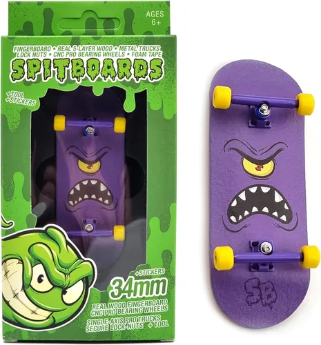 Vista 10 de SPITBOARDS® 34mm x 96mm Juego de Diapasón Pro (Completo) Cubierta de Madera Real Camiones Pro con Tuercas de Bloqueo y Bujes Pro Ruedas Pro