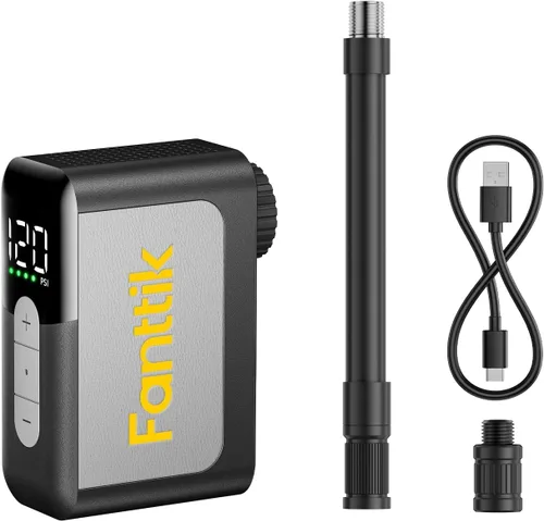 Fanttik X10 Ace Mini Bomba de Bicicleta con Medidor, Bomba de Bicicleta Eléctrica Pequeña de 120 PSI con Válvula Presta y Schrader, Parada