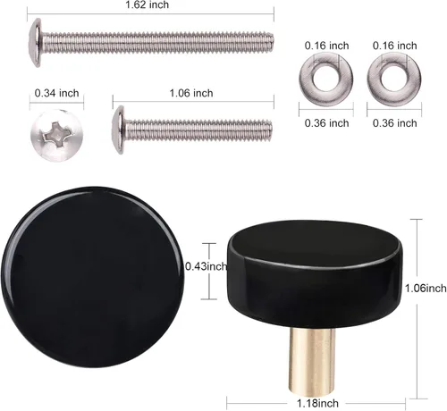 Vista 4 de Rockcloud Paquete de 2 pomos de piedra de obsidiana de cristal natural para cajones, tiradores de puerta de armario con tornillos, accesorios