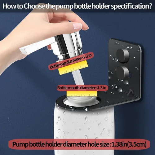 Vista 4 de Soporte adhesivo para botella de ducha, dispensador de botellas de jabón sin perforación, soporte de pared, dispensador de jabón