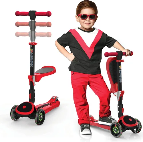 Vista 11 de SKIDEE Kick Scooter for Kids Ages 3-5 Foldable 3 Wheel Scooter with Lean-to-Steer, Adjustable Height, Removable Seat & LED Light Wheels Toddler