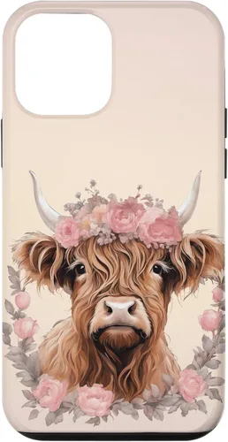 Vista 16 de Funda bohemia para iPhone 16 con diseño de vaca escocesa de las tierras altas, color rosa