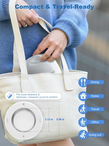 Vista 6 de KUNPHY Máquina Limpiadora Ultrasónica de Retenedores 2026, Cápsula de Limpieza Dental de 48 kHz para Brackets, Protector Nocturno, Protector Bucal