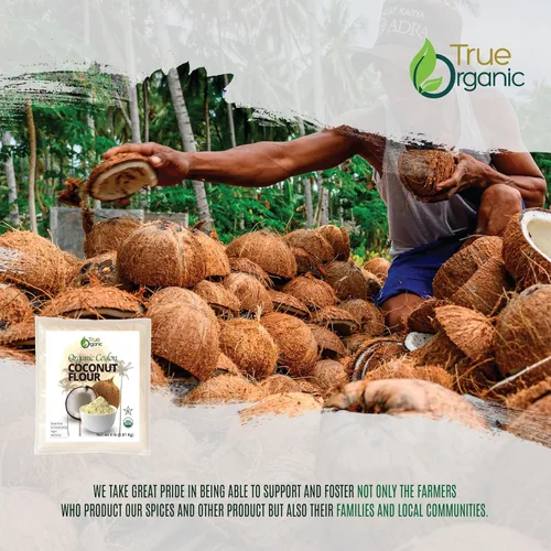 Vista 7 de True Organic Harina de coco de Ceilán, bolsa a granel de 4 libras / 64 onzas, certificado orgánico, certificado USDA y Kosher, sin OMG, harina