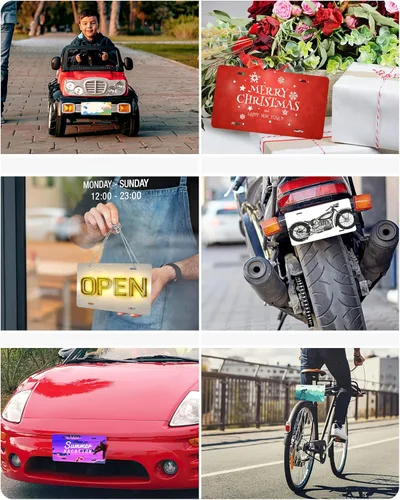 Vista 4 de Placa de Matrícula Delantera Personalizada, Placa de Matrícula Personalizada para la Parte Delantera del Coche con Imagen y Texto, Diseños de Placa