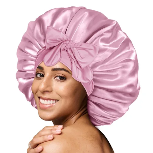 Vista 15 de BONNET QUEEN Gorro de Seda para Dormir para Mujeres Gorro de Satén para Dormir Nocturno con Banda de Amarre Ajustable para Cabello Rizado, Capa