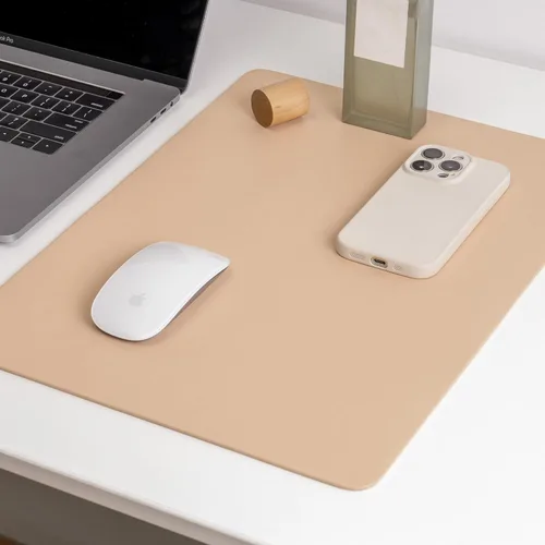Vista 2 de Nekmit Almohadilla de cuero para escritorio, 17 x 12 pulgadas, plana, antideslizante, impermeable, albaricoque