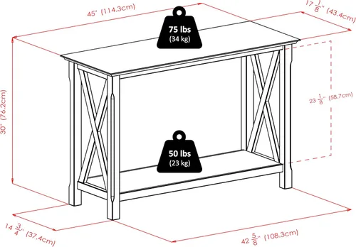 Vista 3 de Winsome Xola - Mesa consola con estante en capuchino, mesa de entrada delgada para pasillo, sala de estar, muebles elegantes para cualquier