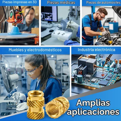 Vista 5 de Juego de 400 piezas de insertos roscados de latón para impresión 3D M2-M6