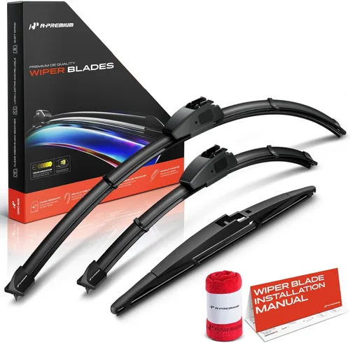 Vista 17 de A-Premium Juego de 3 limpiaparabrisas con indicador de desgaste y toalla, compatible con Dodge Nitro 2007-2011, juego de escobillas