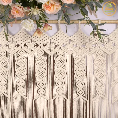 Vista 4 de Cortinas de Macramé para Puertas, Colgante de Pared de Macramé, Cortina de Puerta con Cuentas, Telón de Fondo Boho, Cuentas Colgantes para Puertas