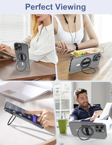 Vista 4 de EWA MagOne 3ª generación [compatible con MagSafe] Soporte de agarre para teléfono con correa para el dedo, soporte de anillo magnético extraíble