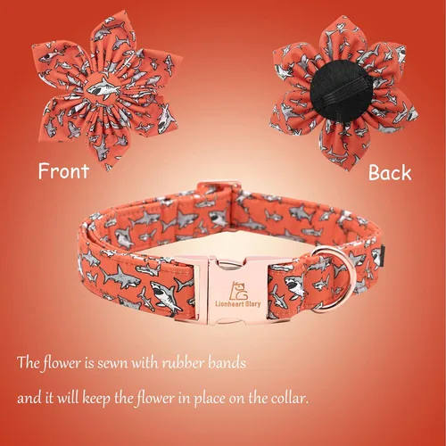 Vista 14 de Lionheart Glory - Collar de perro estampado con flor - Resistente, ajustable, protección contra caídas para cachorros XS