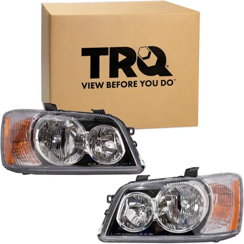 Vista 405 de TRQ Juego de Conjunto de Ensamble de Faros de 2 Piezas de Desempeño Halógeno con Marco Cromado Conductor y Lado del Pasajero Compatible con Mercedes