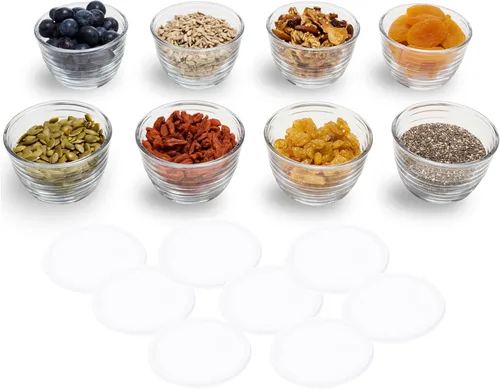 Vista 9 de Libbey Baker's Basics Juego de 8 Piezas de Platos de Vidrio para Hornear Cupcake Party con Tapas, Cuencos Redondos Pequeños de Vidrio, Cuencos