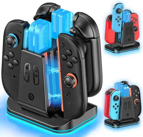 Compatible con interruptor 21 Base de cargador Joycon controlador, soporte de carga magnético 8 en 1 para JoyCon 2, Switch 1 y OLED Joy con