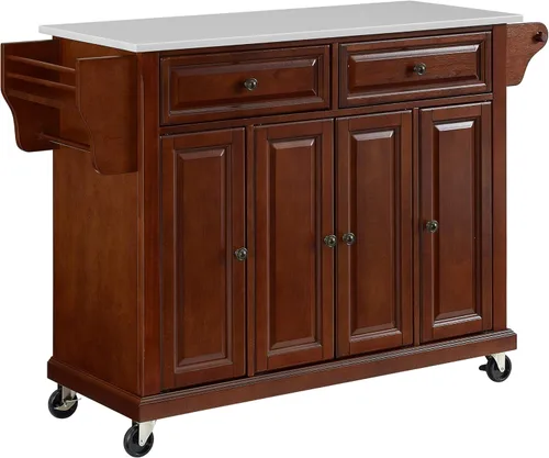 Vista 126 de Crosley Furniture isla de cocina con ruedas, Madera, Blanco