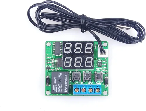 Vista 2 de Módulo de termostato digital de 5 V CC de -58 ℉ a 257 ℉ Fahrenheit, pantalla de temperatura controlador de temperatura con relé de 20 A, sonda