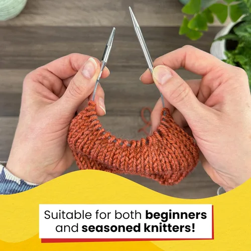 Vista 5 de skacel by addi EasyKnit Rocket - Agujas de tejer circulares, 10 pulgadas (9.8 in), juego de agujas redondas de latón chapado corto con cordón