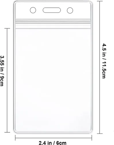 Vista 2 de 100 unidades de soporte para tarjetas de identificación, transparente, vertical, impermeable, de plástico, para oficina, escuela, evento, conferencia