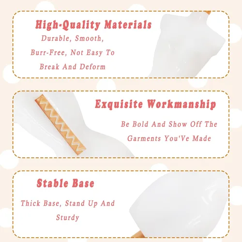 Vista 3 de Forma de vestido de maniquí de muñeca con soporte de base para diseño de ropa y exhibición de joyas de disfraces (oro blanco, 4 piezas)