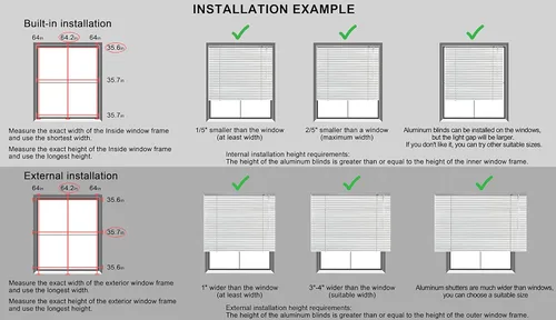 Vista 7 de YIIBAII Mini persianas adecuadas para ventanas de 36 pulgadas de ancho x 64 pulgadas de alto, persianas venecianas horizontales de aluminio de 1