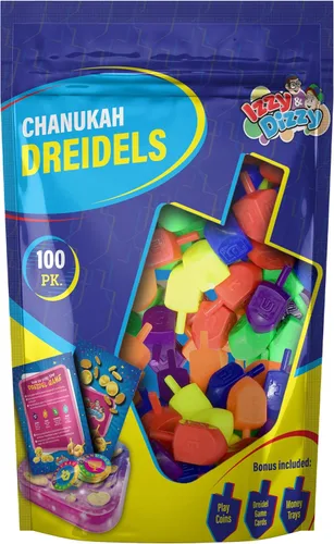 Vista 6 de Hanukkah Dreidels - Dreidel de plástico multicolor - 10 unidades medianas