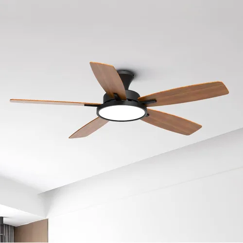 Vista 18 de TALOYA Ventiladores de techo con luces y control remoto, ventilador de techo de perfil bajo de 46 pulgadas con luz, montaje al ras, reversible, Negro