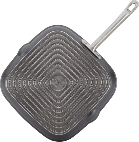 Vista 11 de Anolon Accolade - Sartén cuadrada anodizada dura forjada con boquillas, 11 pulgadas, gris piedra lunar