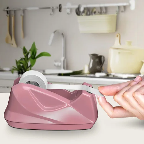 Vista 4 de Acrimet Dispensador de cinta de escritorio prémium con base antideslizante (resistente) (color rosa)