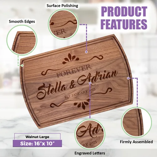 Vista 8 de Personalized Cutting Board, Engraved Wood Cutting Boards - Customized Gifts of Charcuterie Boards, Handmade Personalized Gifts, Christmas - Wedding