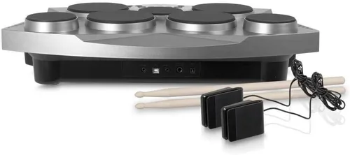 Vista 5 de Pyle, PTED06, tablero de batería electrónica con bocinas integradas, pedales de pie y kit de palillos de batería