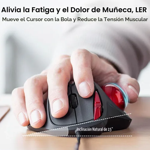 Vista 3 de Ratón inalámbrico SANWA 2.4G Trackball, clic silencioso, ratones de rodillo 2.4G wireless