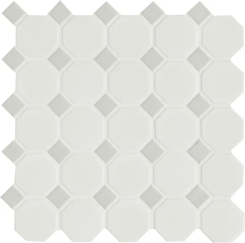 Vista 2 de MSI Azulejo de porcelana octágono mate de 12 x 12 pulgadas blanco y negro para salpicaduras de cocina, azulejos de pared para baño, azulejos