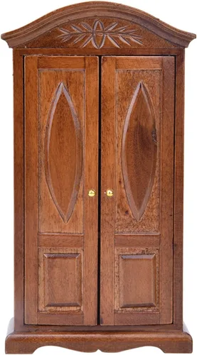 Armario de muñecas, Armario de muñecas en miniatura 1:12, de madera, vintage, de doble puerta, armario, para casa de muñecas, accesorios para