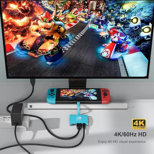 Vista 6 de Switch Dock Adapter for Nintendo SwitchOLED, Portable TV Dock Charging Station with HDMI USB 3.0 Port and 100W Fast Charging, USB C to HDMI Mini