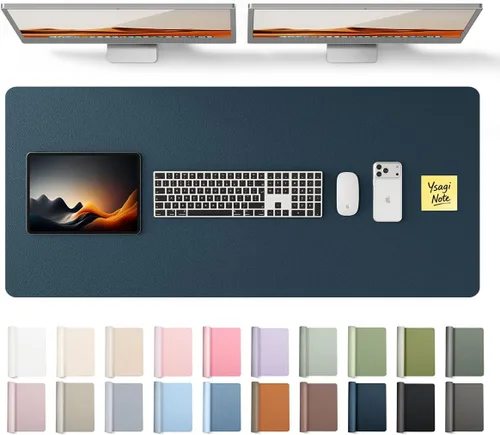 Vista 92 de YSAGi Protector de escritorio de cuero, tapete de oficina, alfombrilla grande para mouse, secante de cuero PU antideslizante, escritorio