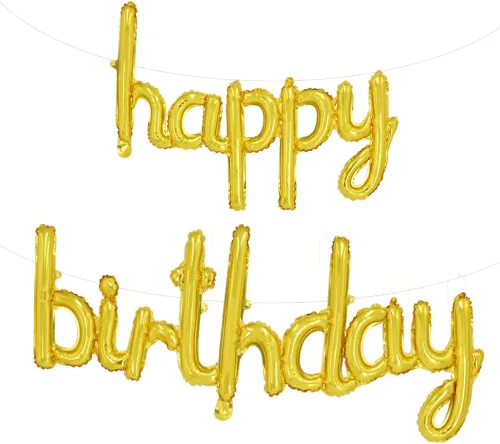 Vista 42 de TONIFUL Pancarta de Globos Negros de Feliz Cumpleaños de 16 Pulgadas con Letras de Papel de Aluminio Mylar, Cartel Banderín Reutilizable