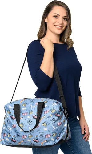 Vista 3 de Harry Potter Bolsa de lona de tren búho Hogwarts con estampado de búho para viajes Blanco apagado Bolsa de lona